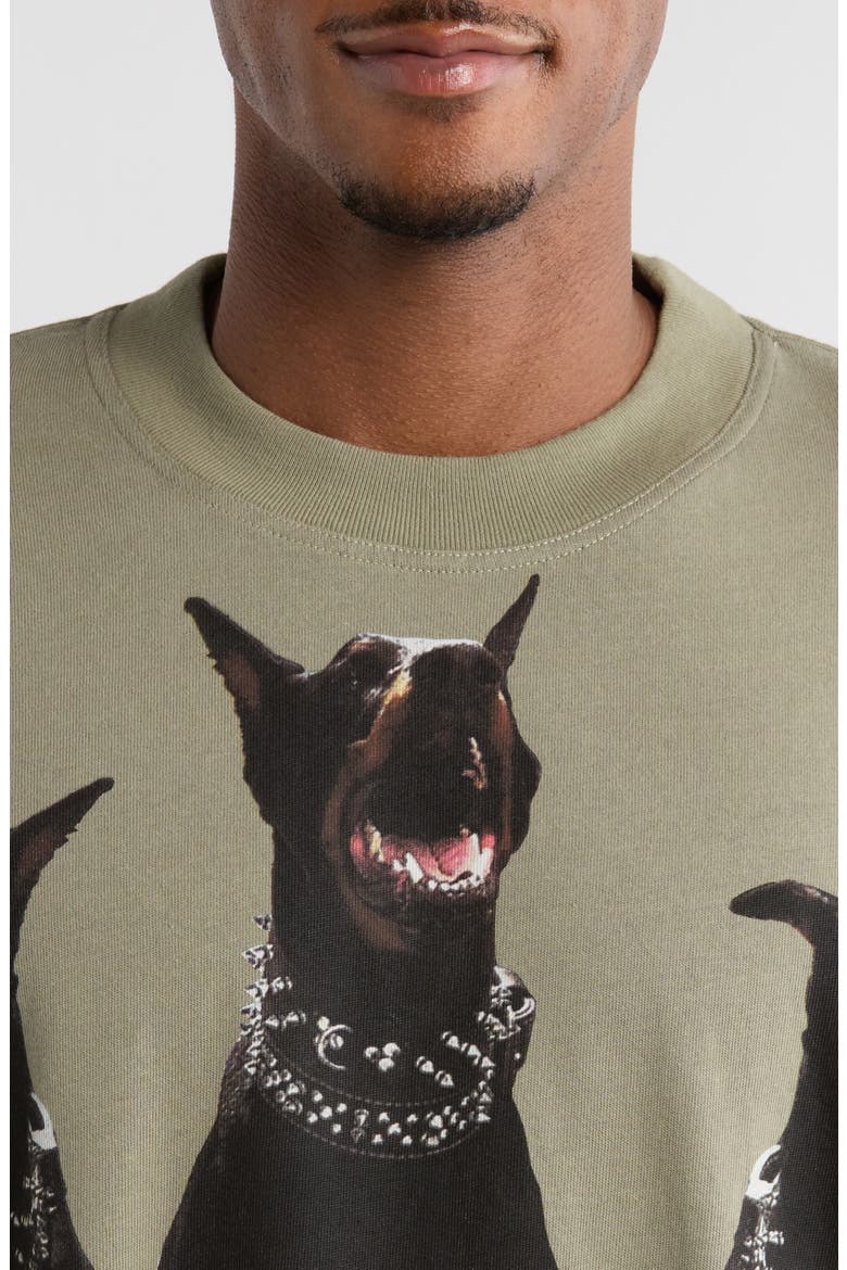 Thoroughbred Oversize Cotton Graphic T-Shirt, Alternate, color, KHAKI