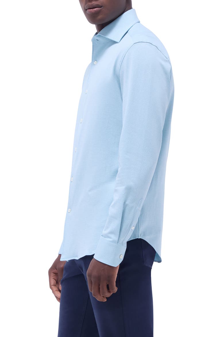 Devon Micro Houndstooth OoohCotton® Button-Up Shirt, Alternate, color, TURQUOISE