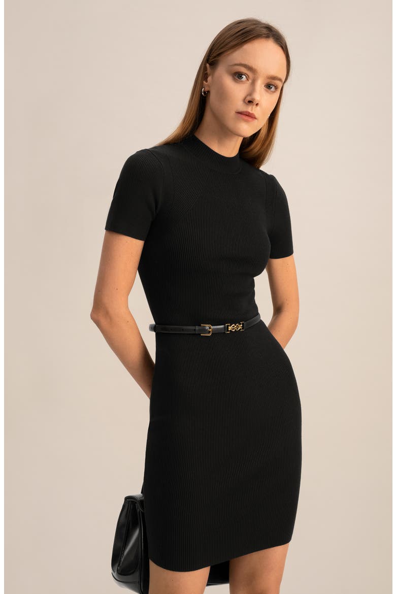 Women's LS Clasp Leather Skinny Belt, Alternate, color, Black