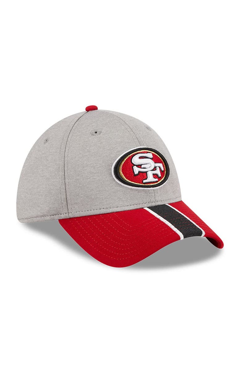 New Era Men's New Era Heather Gray/Scarlet San Francisco 49ers Striped 39THIRTY Flex Hat, Alternate, color,