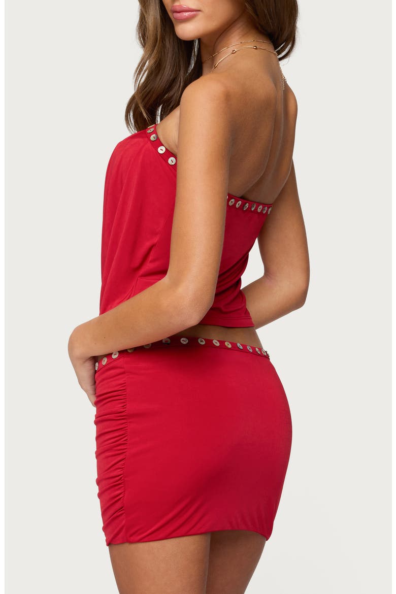 Giana Iridescent Button Keyhole Strapless Top, Alternate, color, BORDU