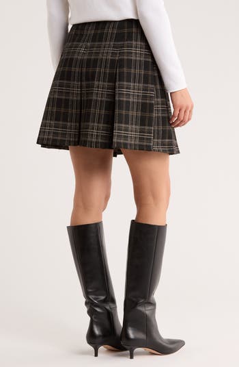 Plaid Pleated Knit Skirt