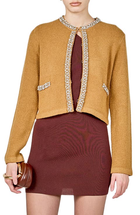 Bouclé Jewel Trim Cardigan