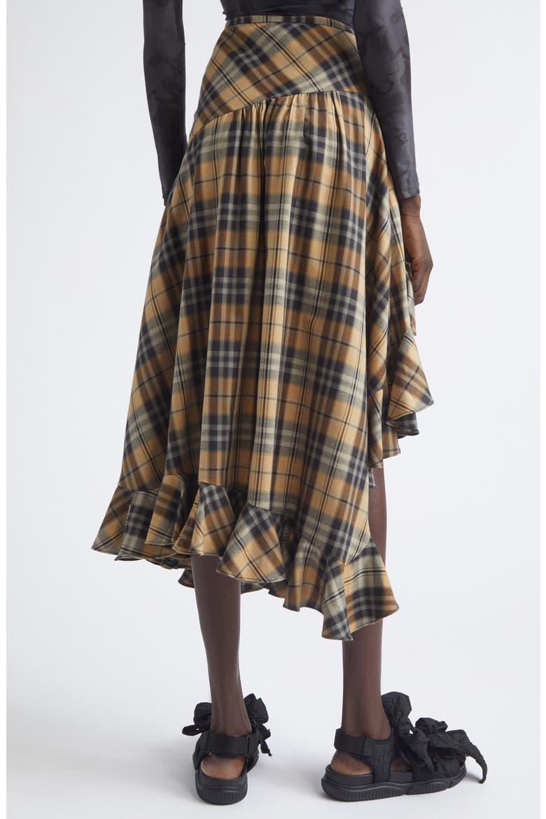 Florist Sky Plaid Asymmetric Skirt, Alternate, color, SMOG PLAID