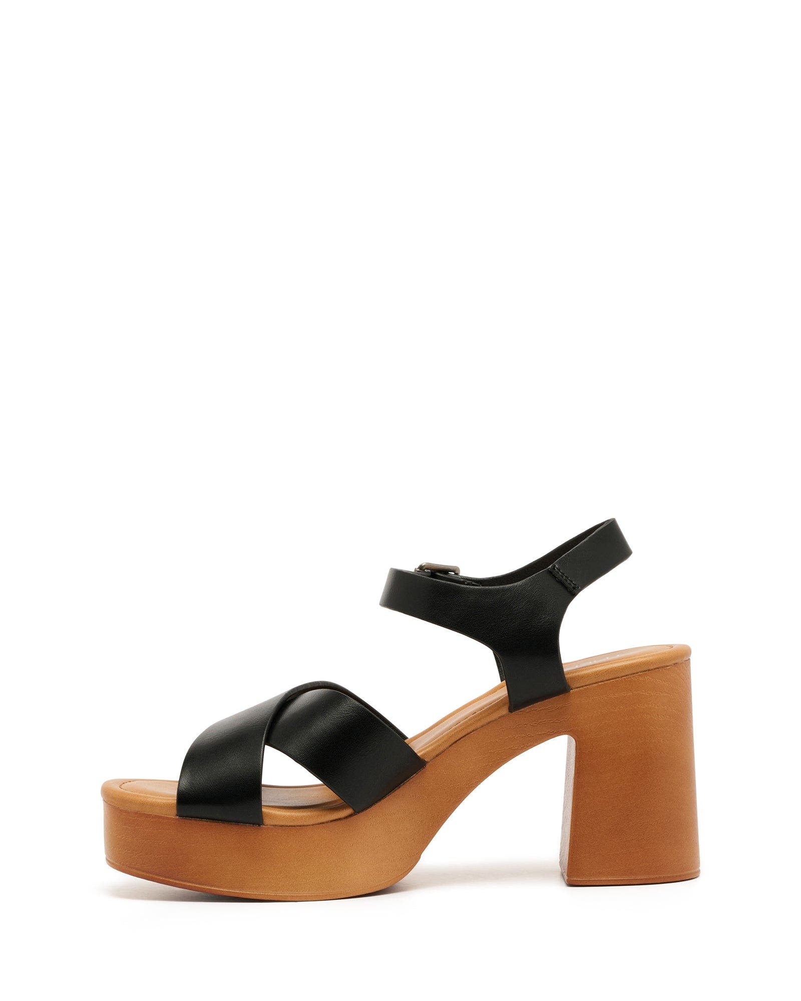 Brynn Open Round Toe Sandal, Alternate, color, Black Smooth Pu