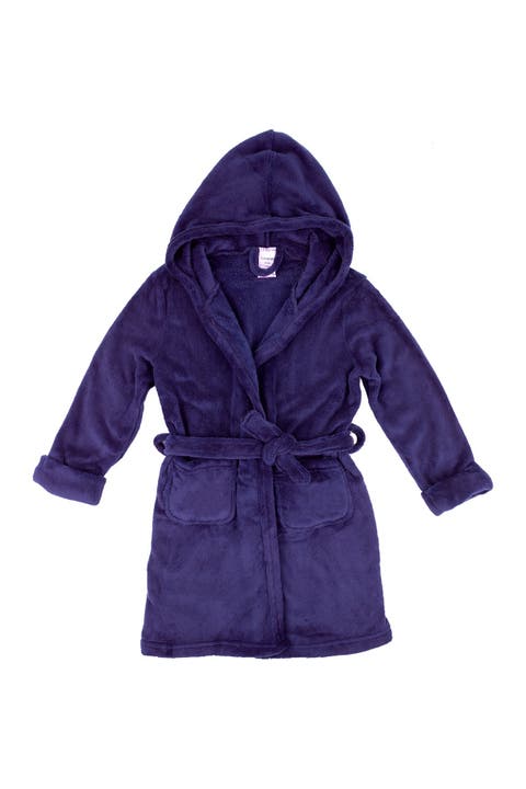 Kids Fleece Hooded Robe, Solid Colors