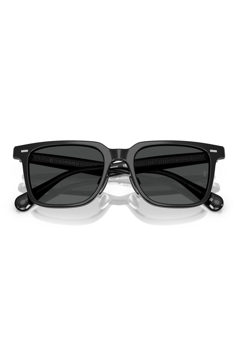 52mm Rectangular Polarized Sunglasses, Alternate, color, BLACK/ DARK SLATE