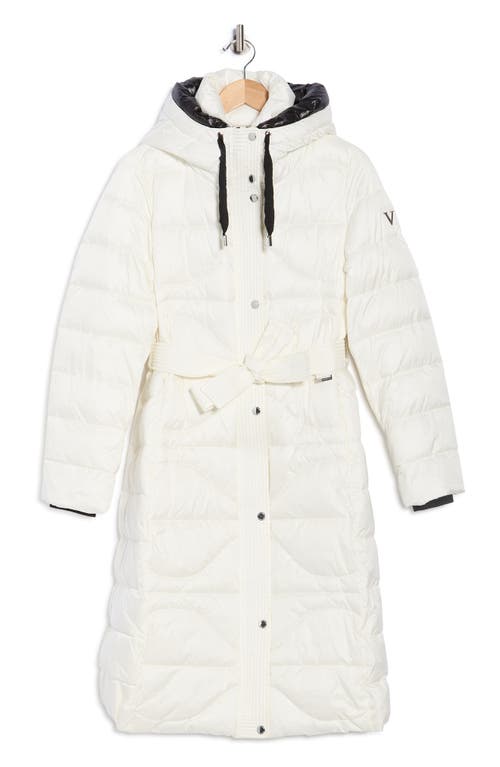 Vince Camuto Belted Maxi Puffer Jacket In White