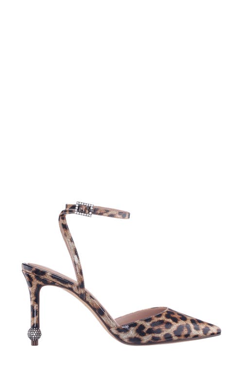 Nina Nasha Ankle Strap Pointed Toe Pump In Animal Print