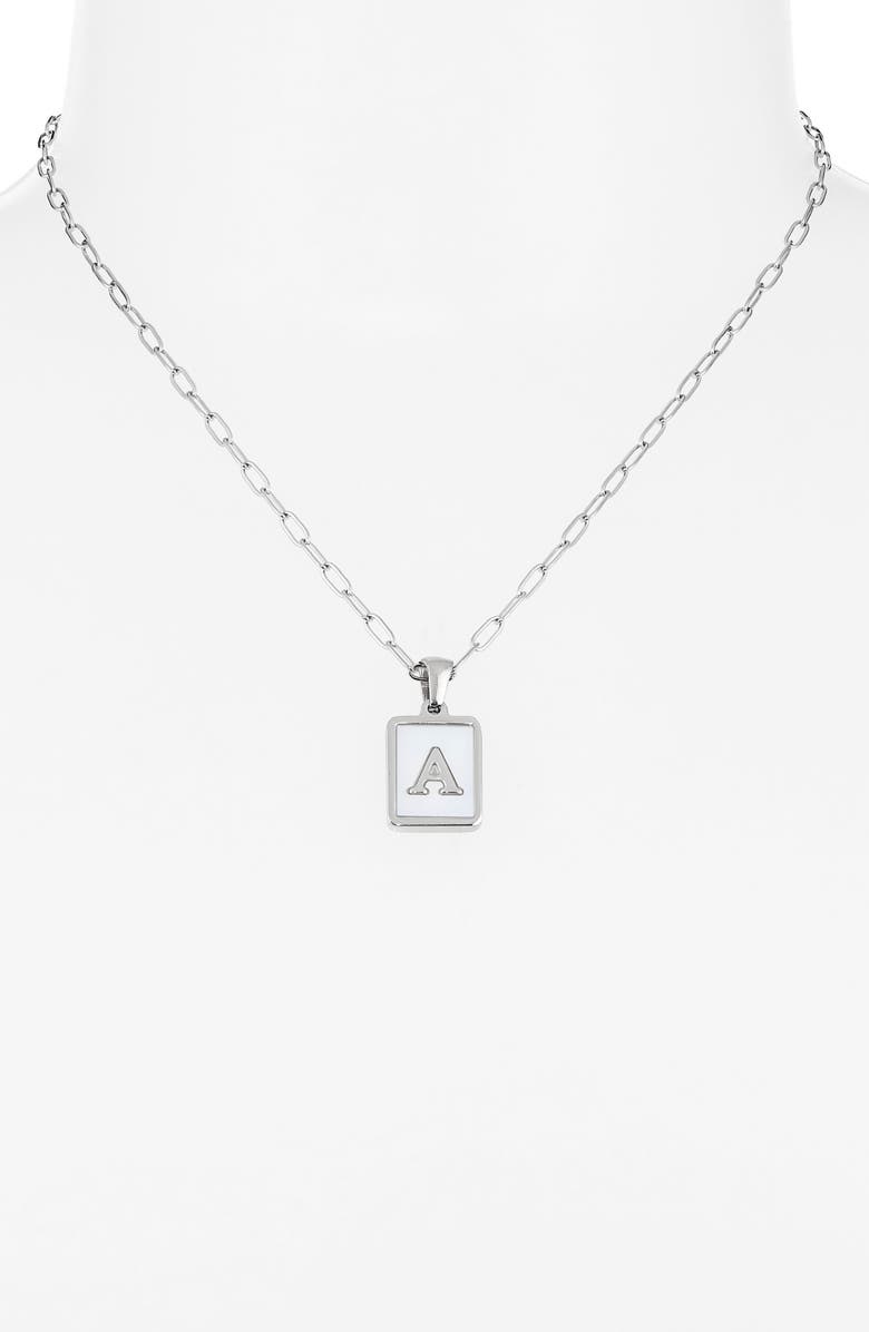 THE SIS KISS Ocean Drive Initial Pendant Necklace, Alternate, color, Silver A