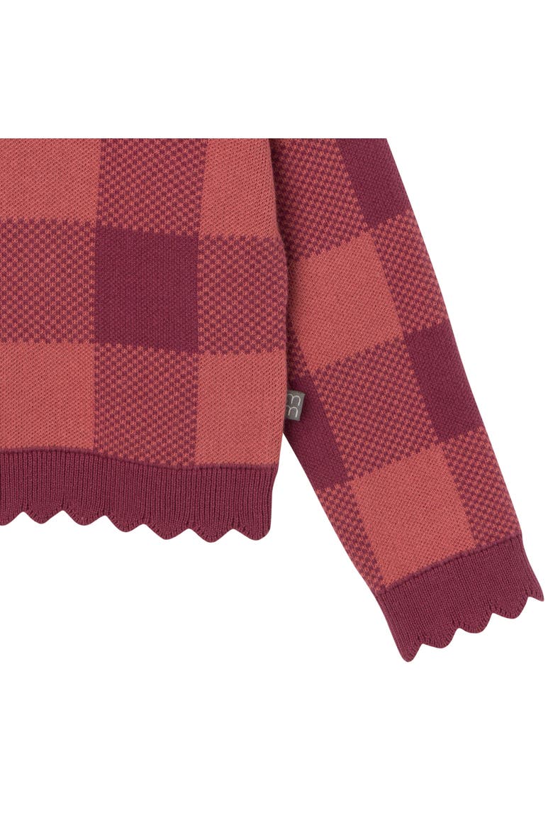 Scalloped Sweater & Pant Set, Alternate, color, Dark Rose Check