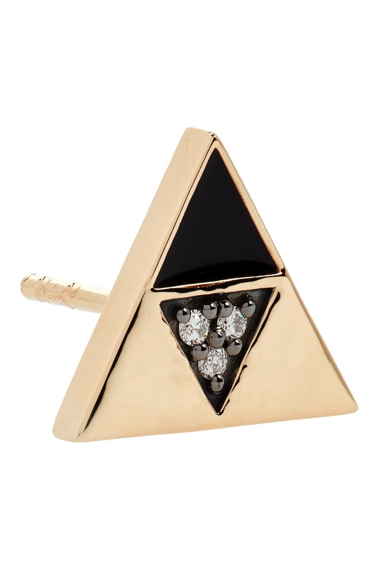 Enamel & Diamond Triangle Stud Earrings, Alternate, color, YELLOW GOLD/ DIAMOND/ BLACK