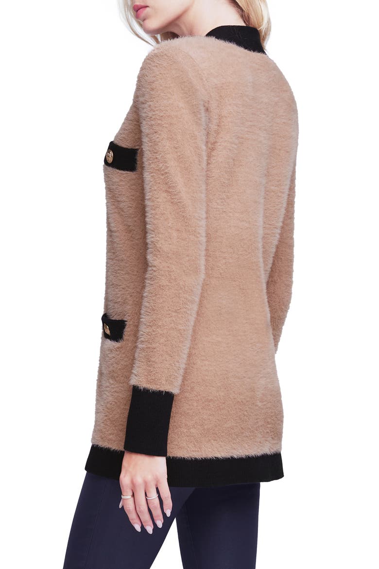 Elin Four Pocket Cardigan, Alternate, color, CAMEL/ BLACK
