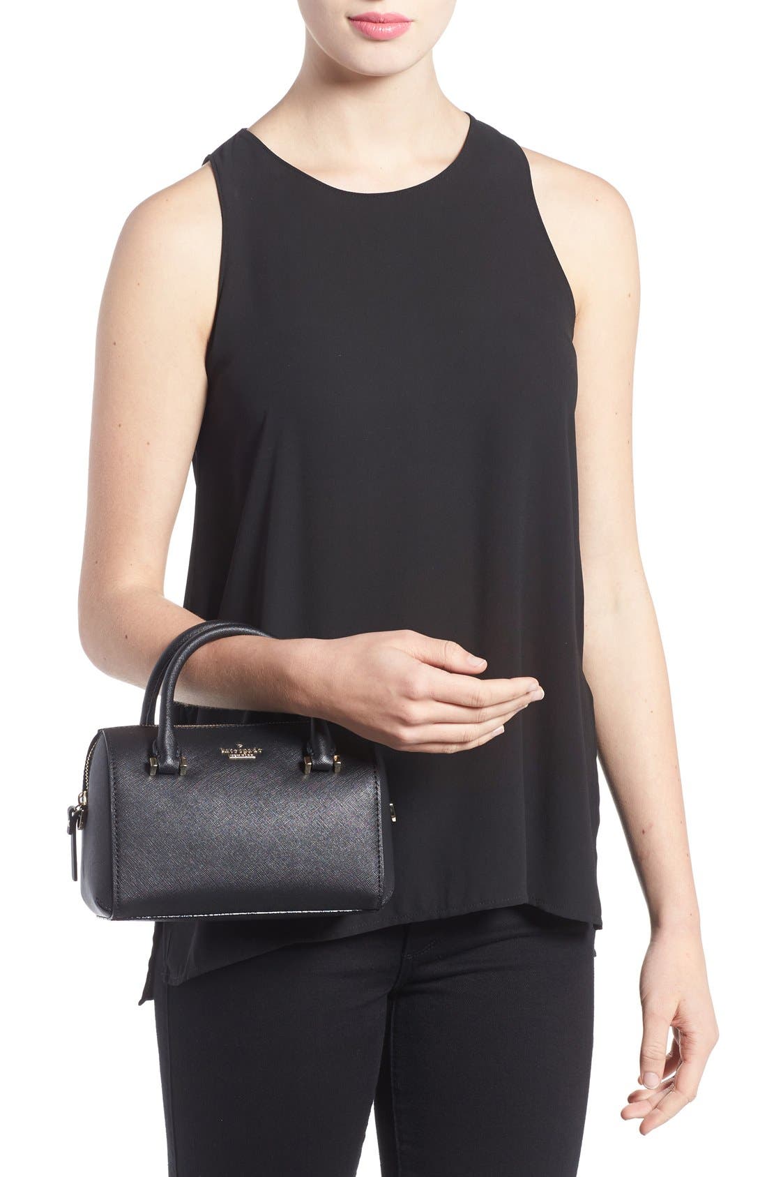 cameron street lane leather satchel, Alternate, color, BLACK
