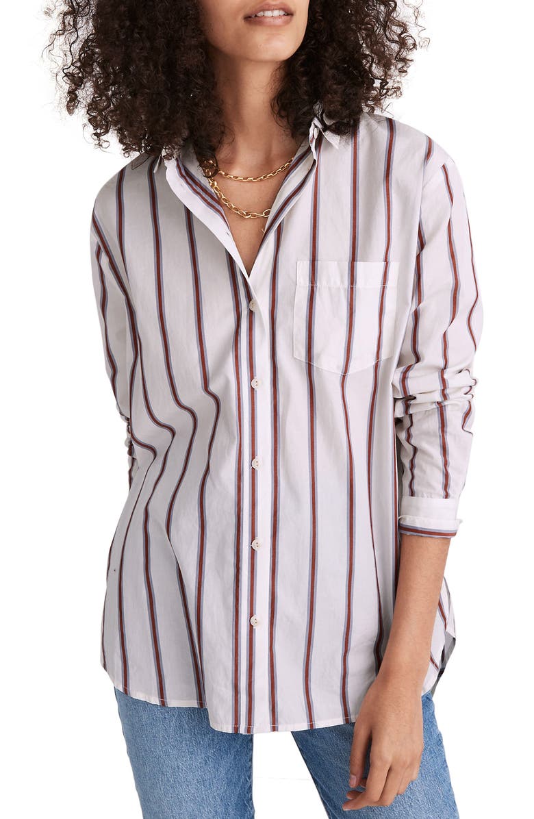 Madewell Odessa Stripe Oversize Ex-Boyfriend Shirt, Main, color, 