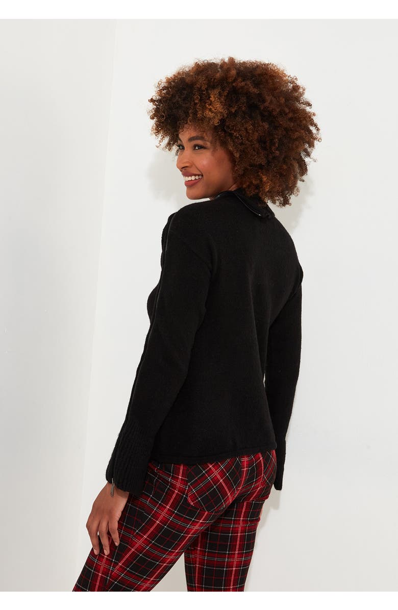 Joe Browns Asymmetrical Zip Neck Pullover Sweater, Alternate, color, Black