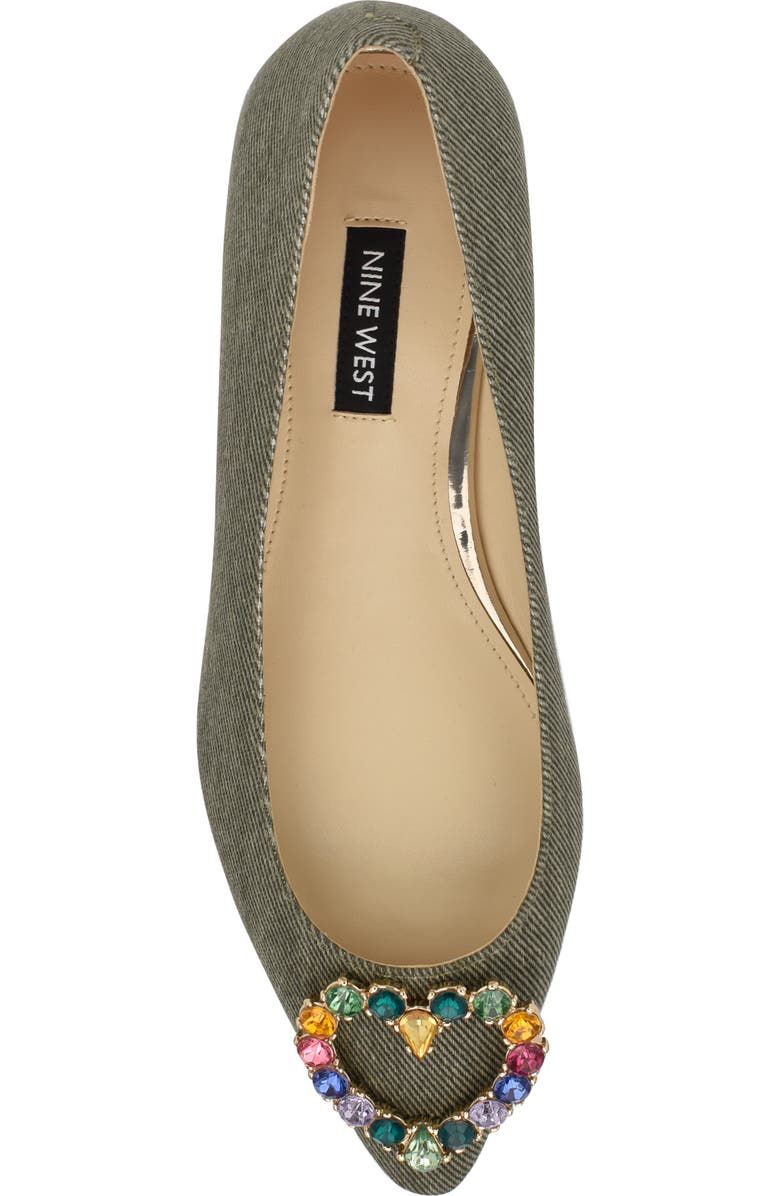 Nine West Hearts Rhinestone Flat, Alternate, color, Dark Green 300