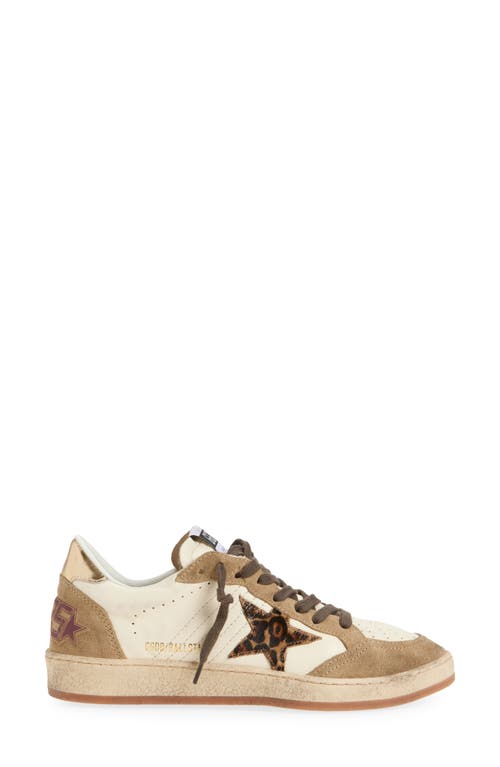 Golden Goose Ball Star Sneaker In White/brown/gold