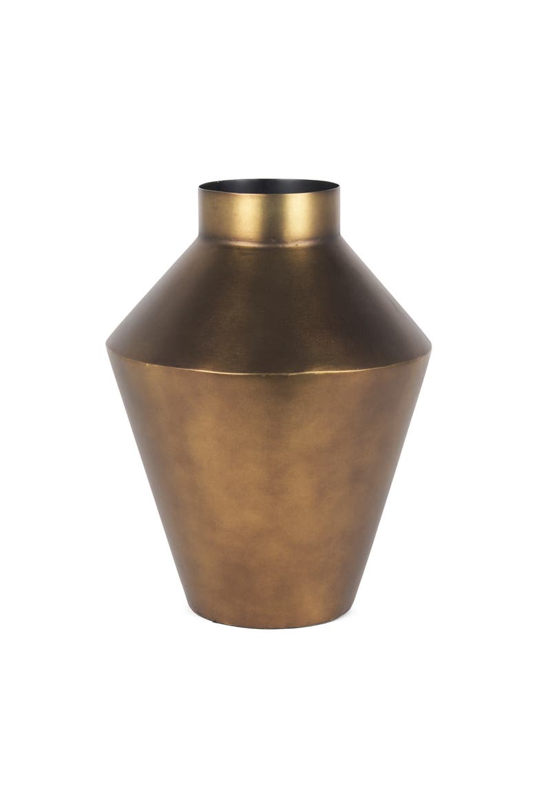 Perrin Brushed Metal Decorative Vase, Alternate, color, Gold