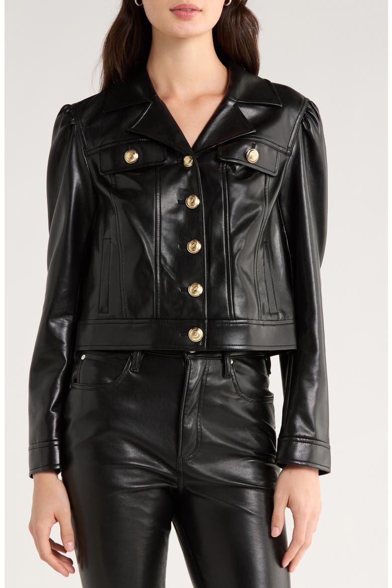 Deryn Faux Leather Jacket, Alternate, color, BLACK