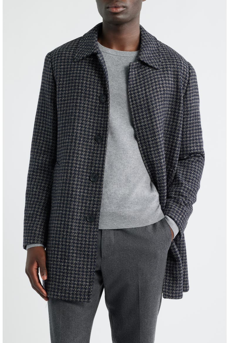 Tweed Mac Coat, Main, color, BROWN- NAVY TWEED TOOTH