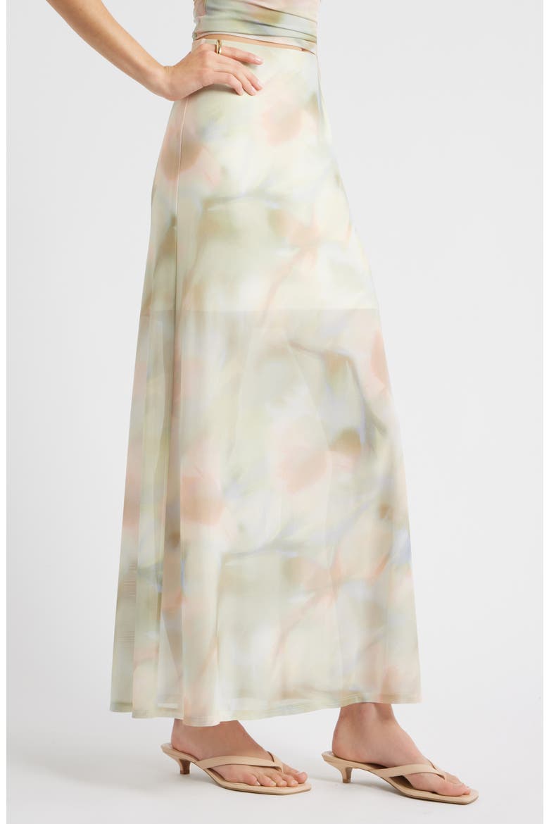 Print Mesh Maxi Skirt, Alternate, color, PINK WHISPER FLORAL