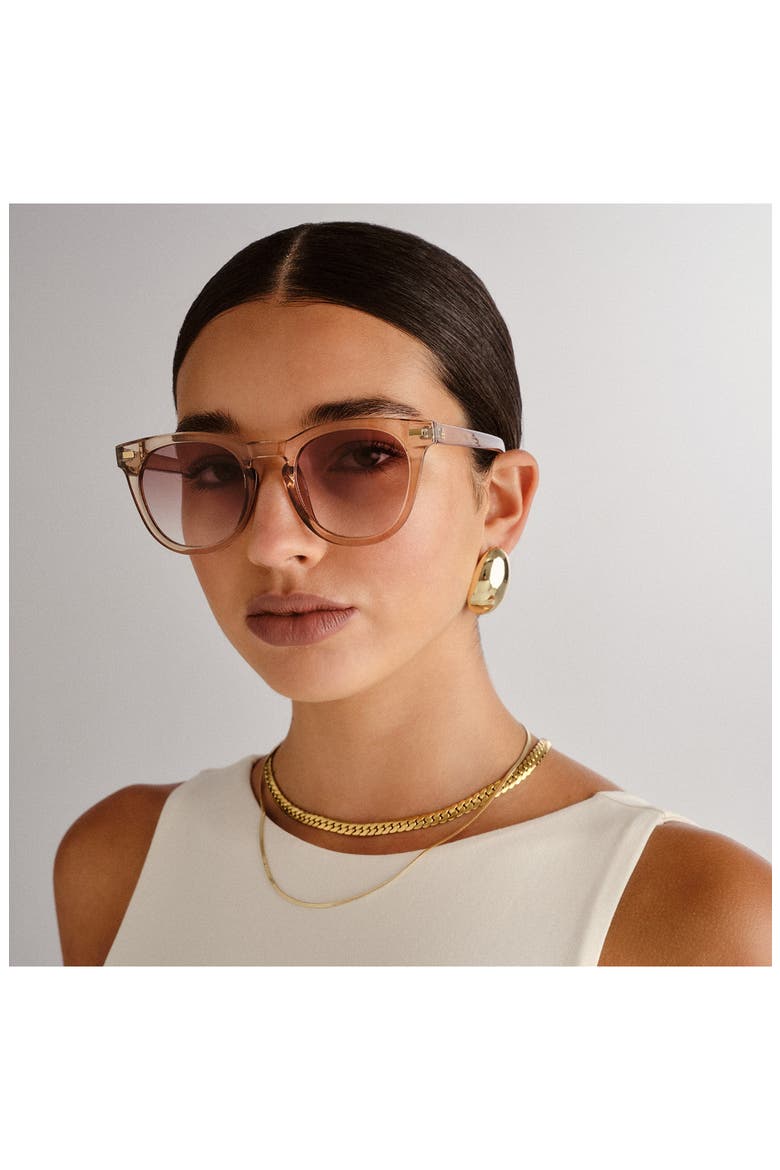 Evolution 51mm Gradient Round Sunglasses, Alternate, color, CHALK / BROWN GRAD