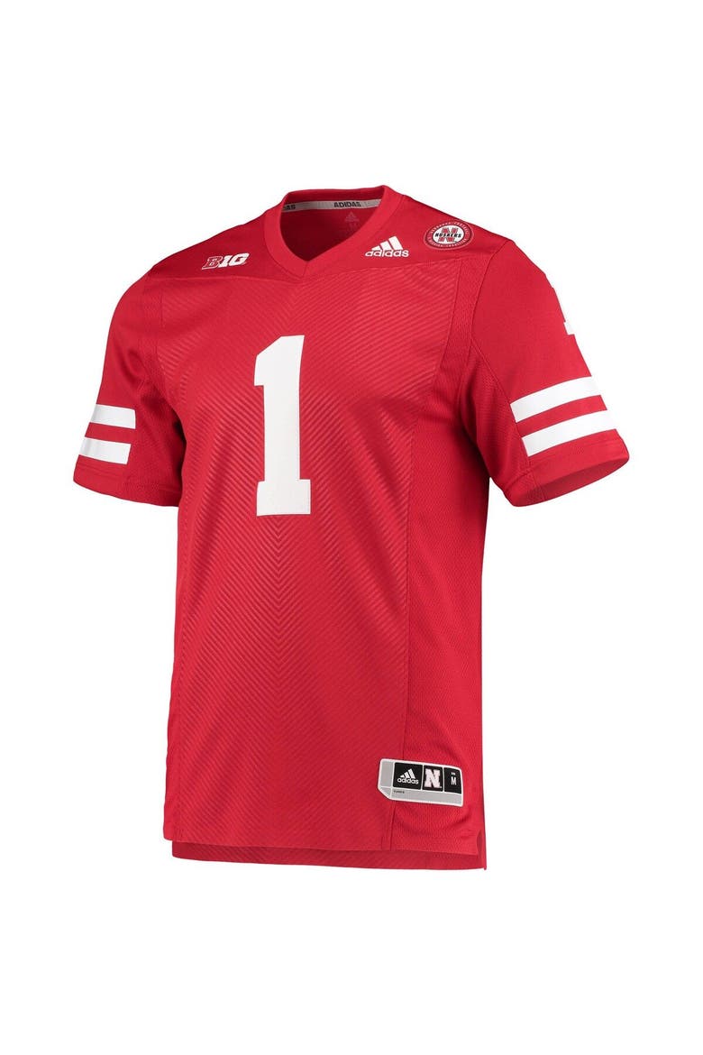 Men's adidas #1 Scarlet Nebraska Huskers Team Premier Football Jersey, Alternate, color, Scarlet
