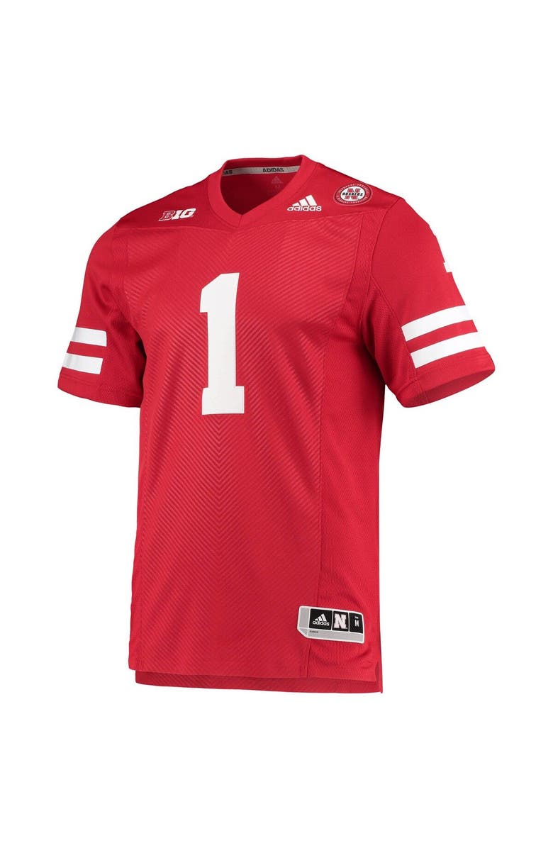 adidas Men's adidas #1 Scarlet Nebraska Huskers Team Premier Football Jersey, Alternate, color, 