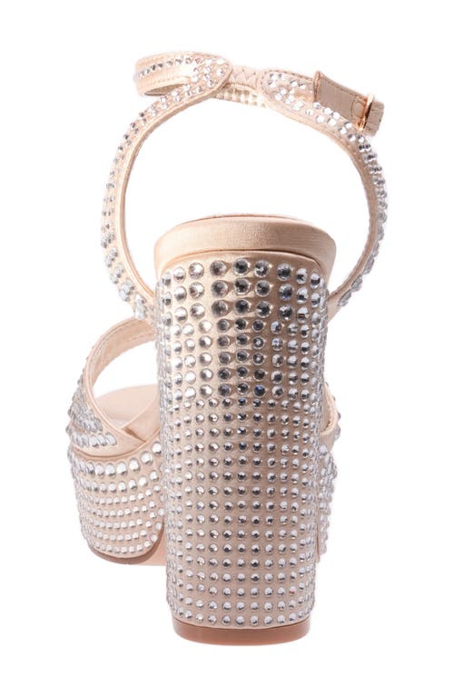 Lady Couture Rhinestone Platform Ankle Strap Sandal In Champagne