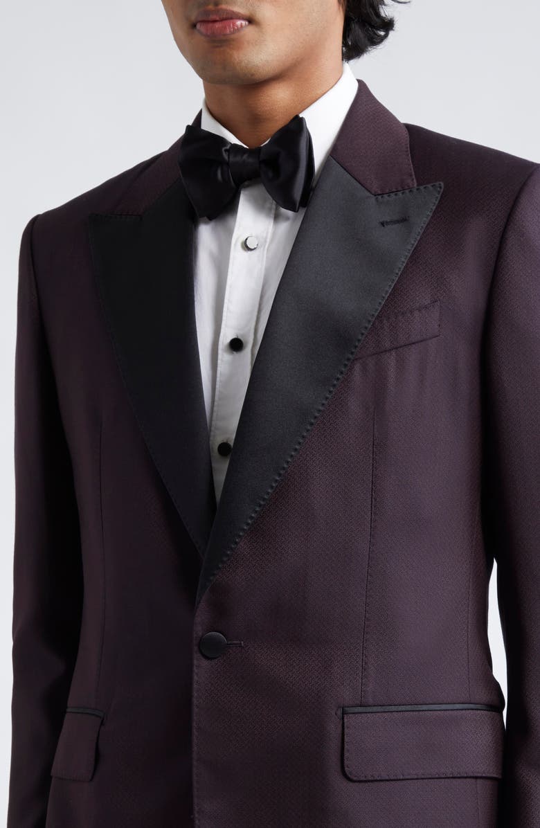 Dolce&Gabbana Maroon Wool Blend Tuxedo, Alternate, color, Fantasia