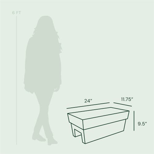 Bloem Black 24 Inch Finley Deck Rail Planter, 7.5 Gal Capacity In Black