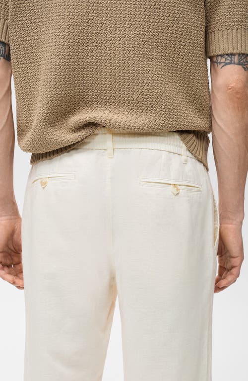 Mango Slim Fit Linen & Cotton Drawstring Pants In White