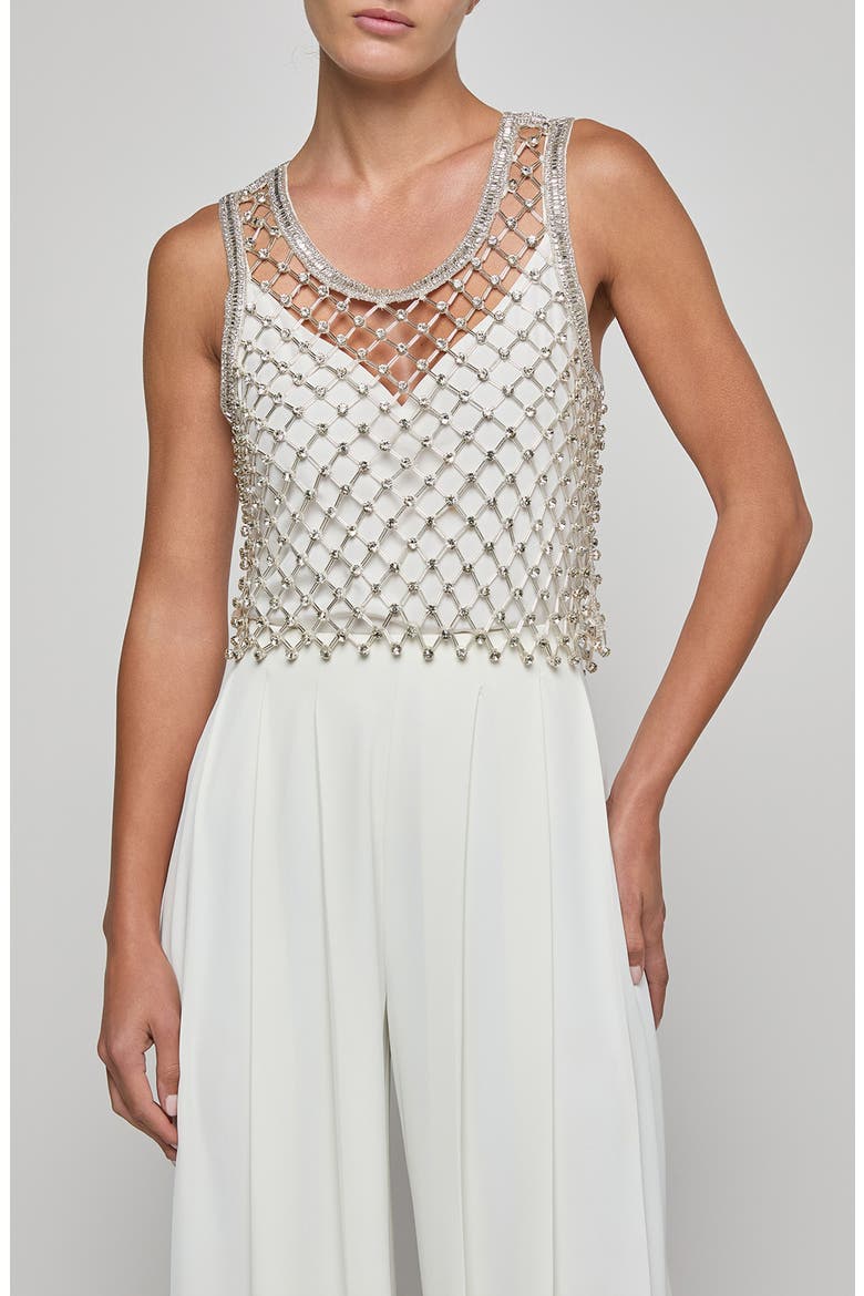 Freia Sheer Net Crystal Embellished Crop Tank, Main, color, CLEAR CRYSTAL NETTING