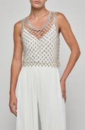 L'AGENCE Freia Sheer Net Crystal Embellished Crop Tank