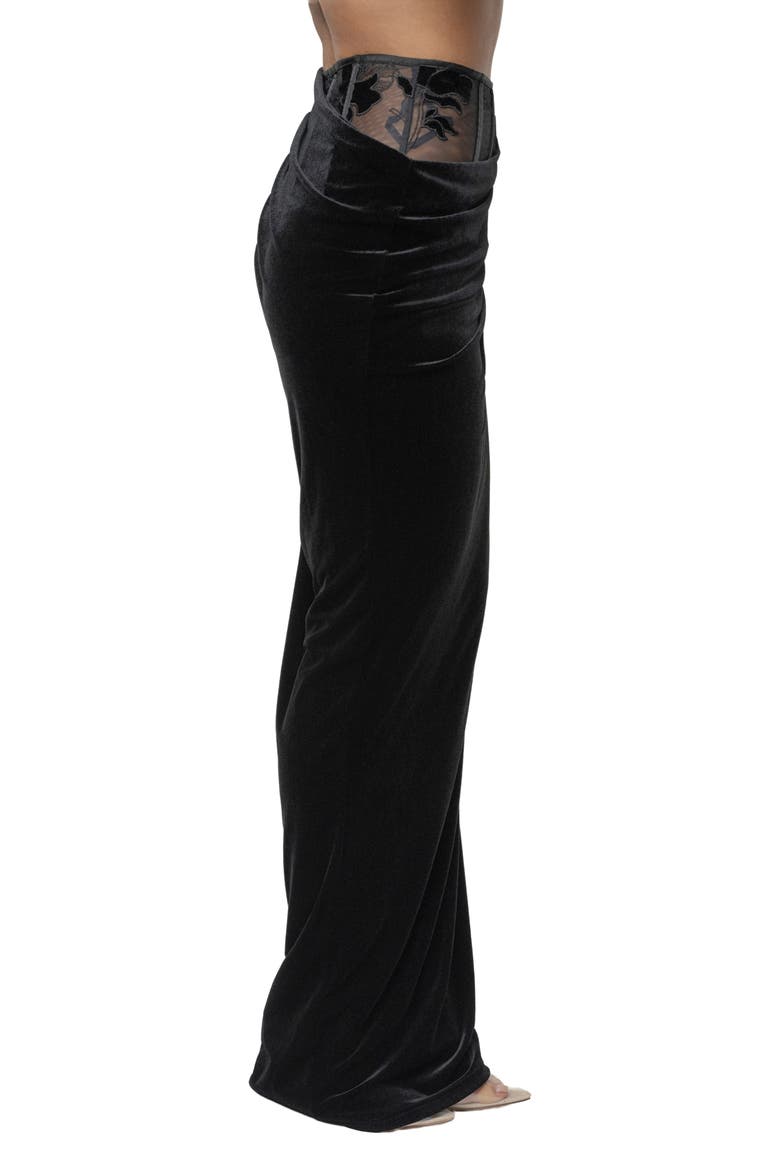 Velvet & Lace Maxi Skirt, Alternate, color, BLACK