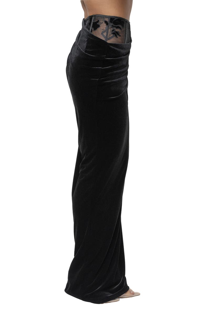 JLUXLABEL Velvet & Lace Maxi Skirt, Alternate, color, Black