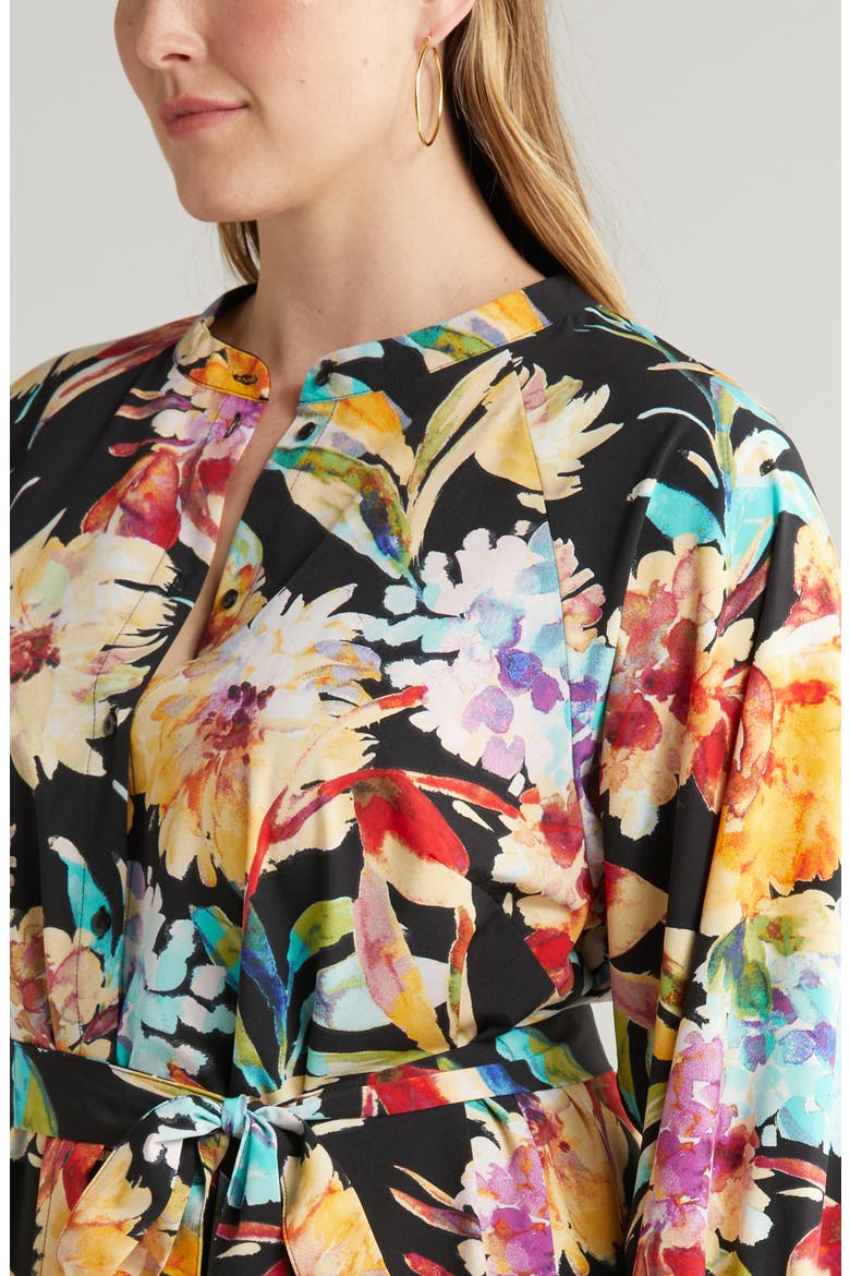 Cari Floral Long Sleeve Dress, Alternate, color, BLACK AOPCARI