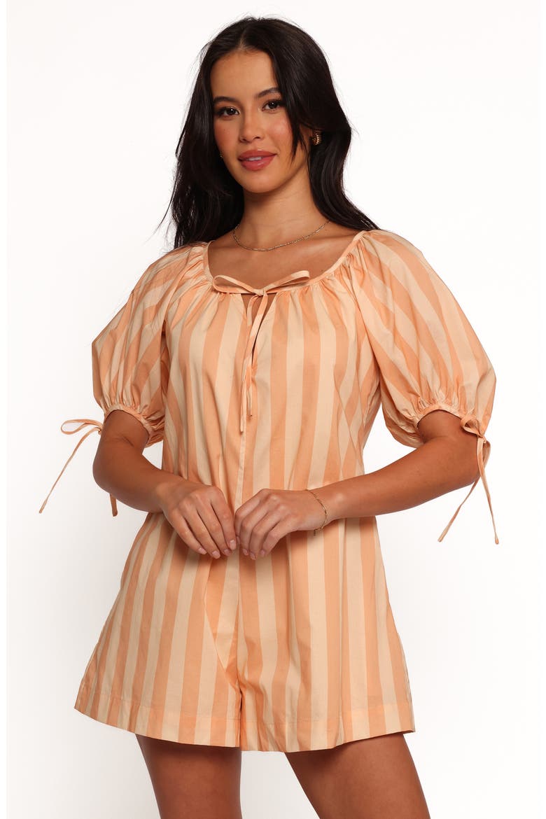 Carina Stripe Cotton Romper, Alternate, color, TERRACOTTA STRIPE