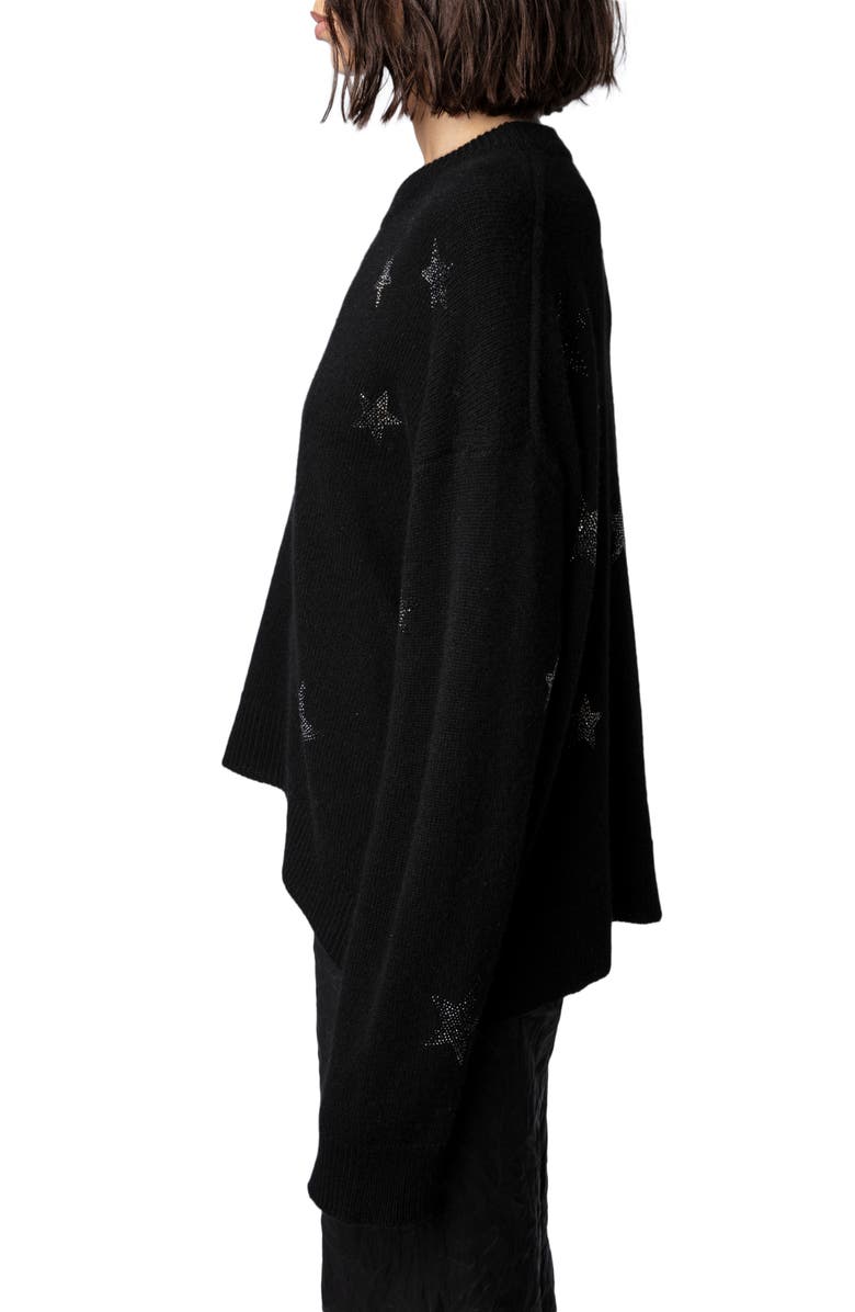 Zadig & Voltaire Markus Rhinestone Star Embellished Cashmere Sweater, Alternate, color,