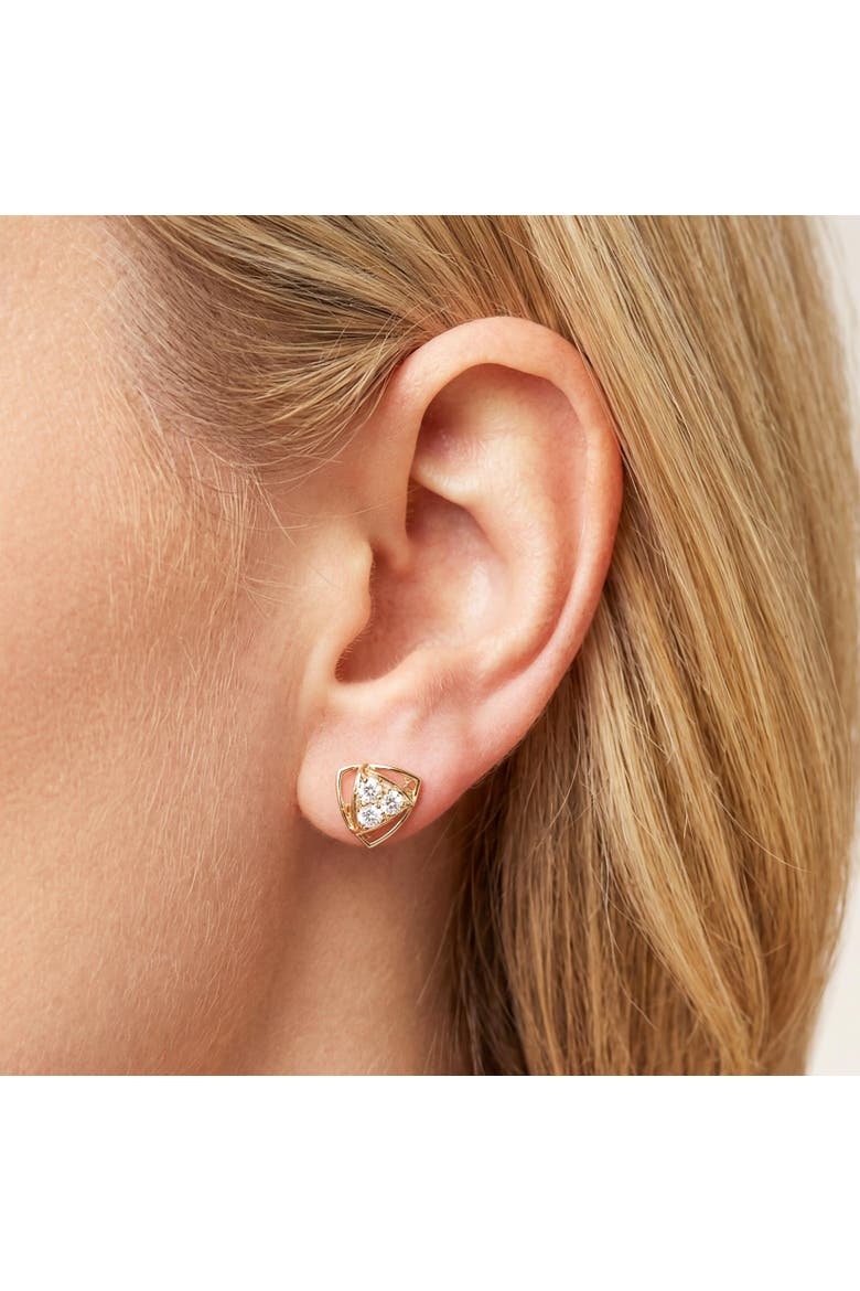 Lab Grown Diamond Geometric Triangle Stud Earrings, Alternate, color, Yelllow Gold