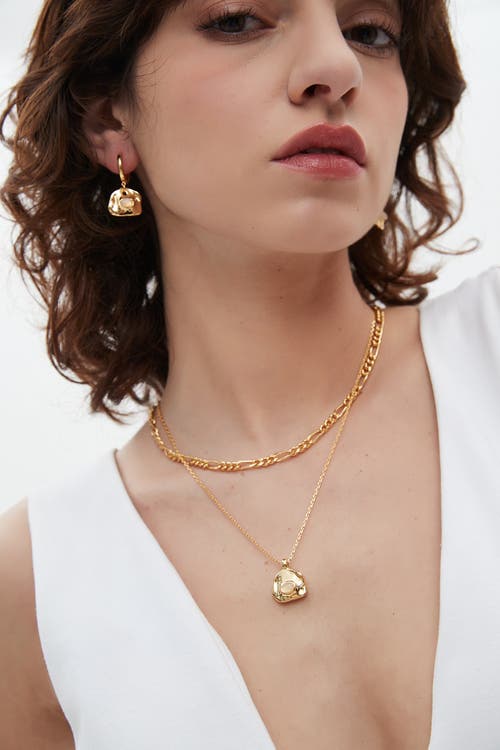 Classicharms Aria Gemstone Pendant Necklace And Figaro Chain Layering Set In Gold
