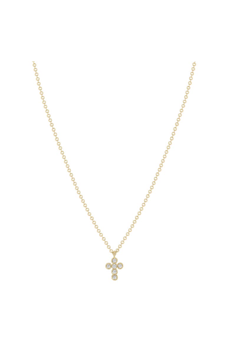 Electric Picks Like A Prayer Cubic Zirconia Cross Necklace, Main, color, Gold