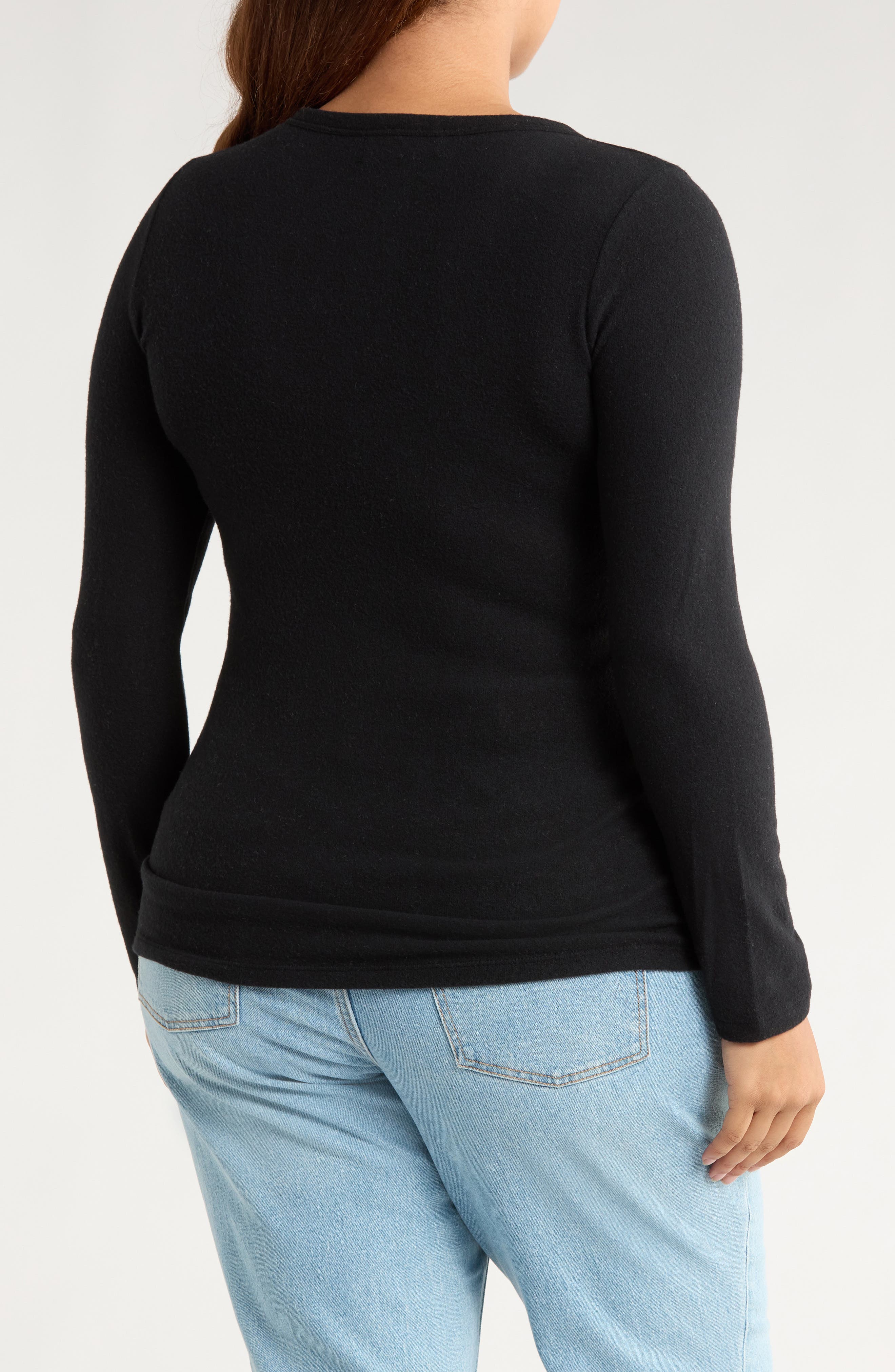 Long Sleeve Brushed Knit Top - image 2