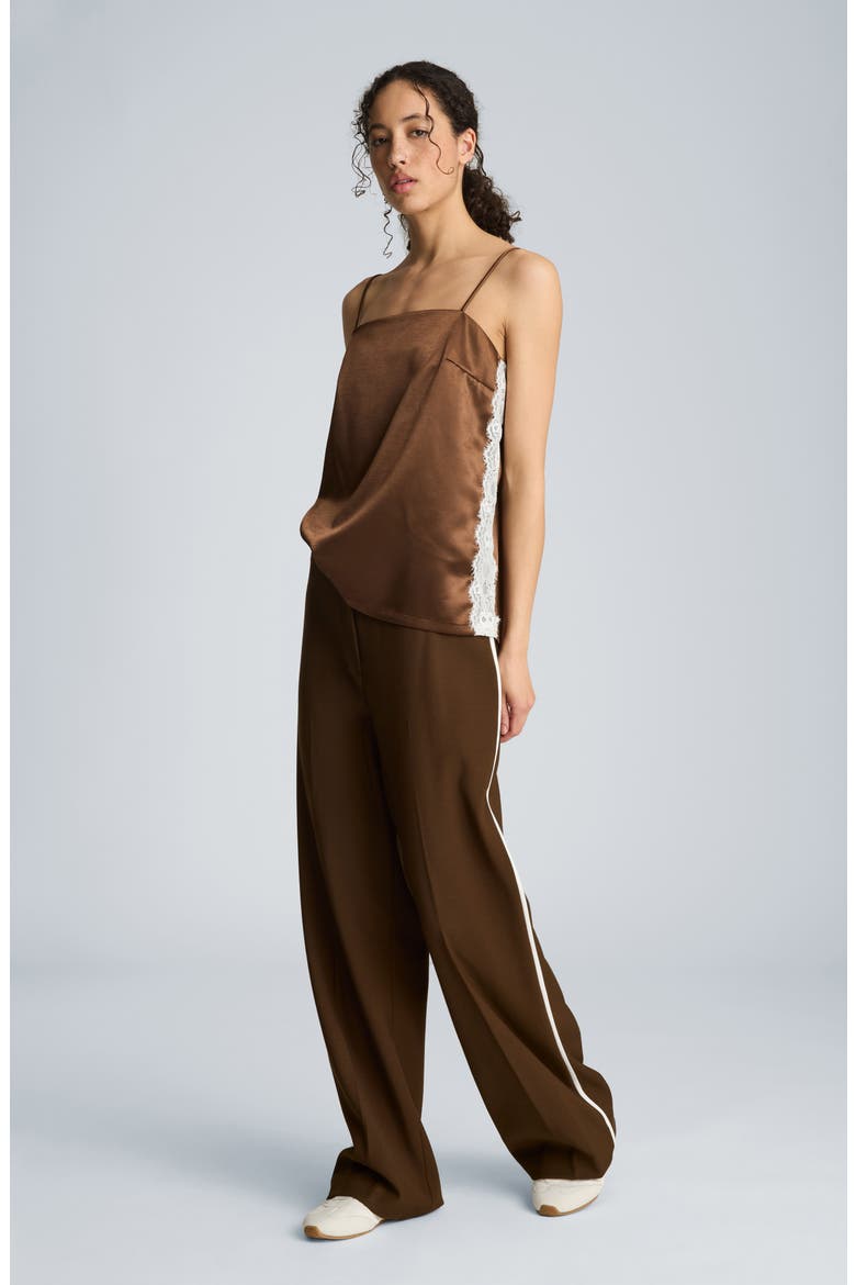 Lace Trim Satin Camisole, Alternate, color, BRUNETTE