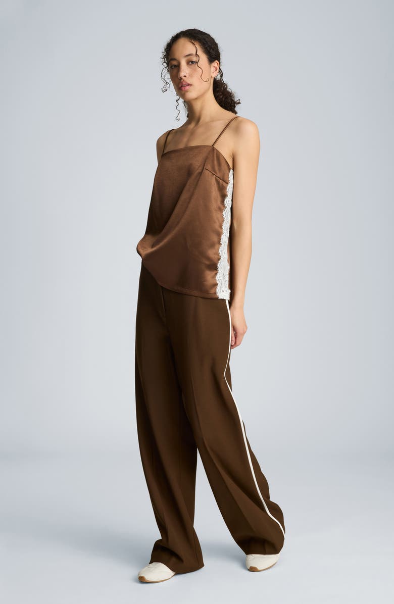 Kenneth Cole Lace Trim Satin Camisole, Alternate, color, Brunette