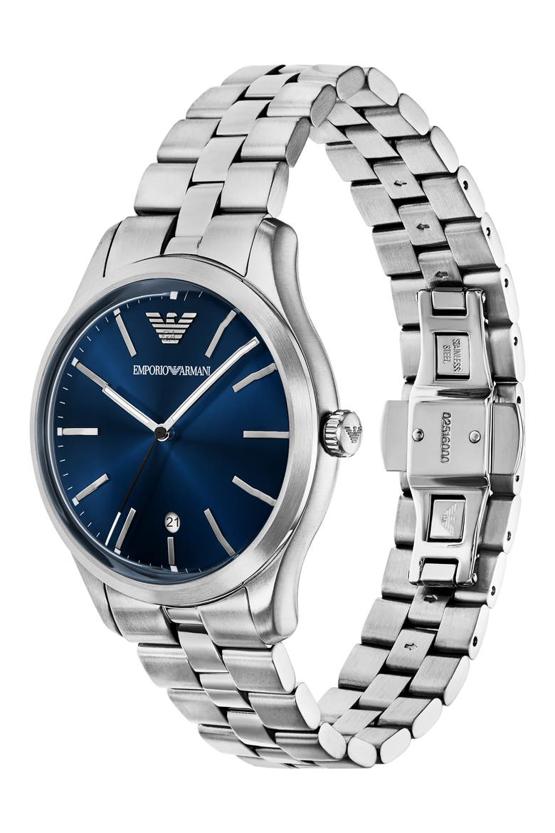 Three-Hand Stainless Steel Bracelet Watch, 41mm, Alternate, color, SILVER