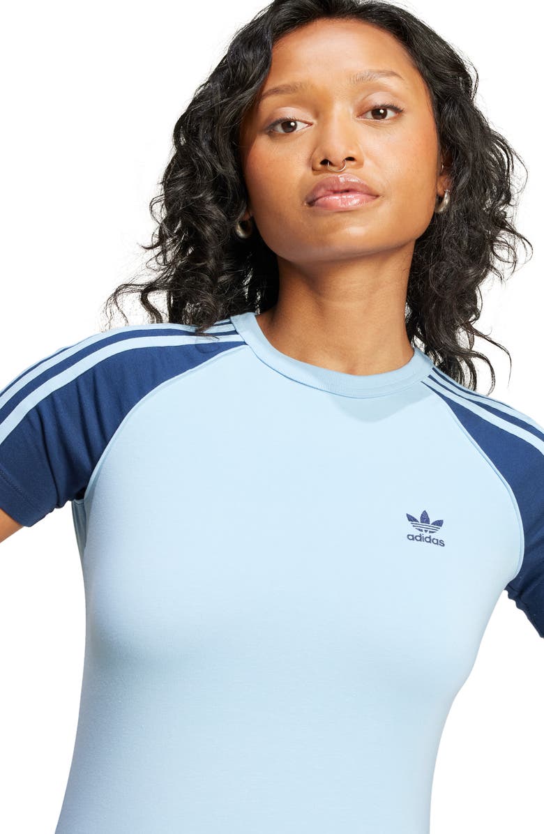 adidas Originals 3-Stripes Raglan Sleeve Stretch Cotton Dress, Alternate, color, 