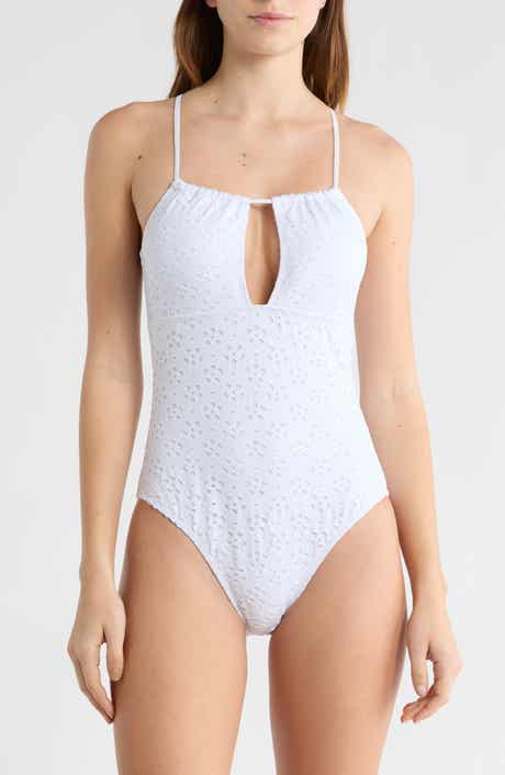 Betsey Johnson Eyelet Cutout One-Piece Swimsuit