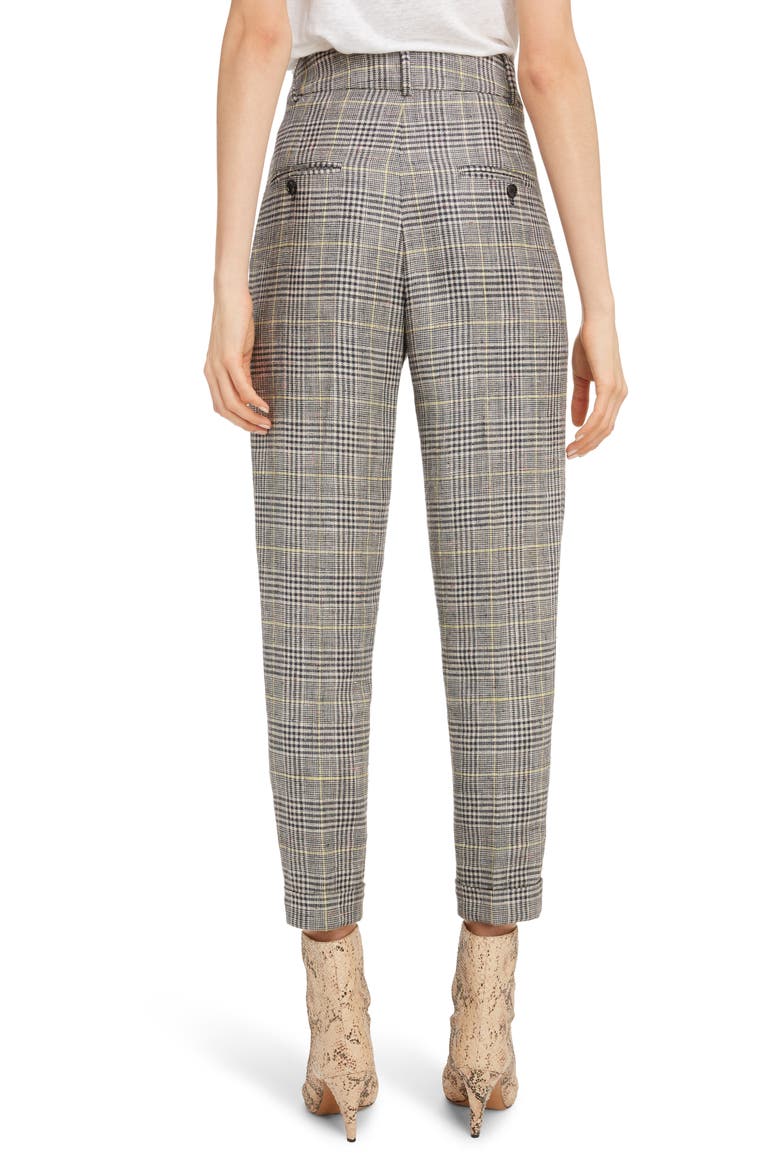Linen & Silk Blend Pleated Pants, Alternate, color, YELLOW/ GREY